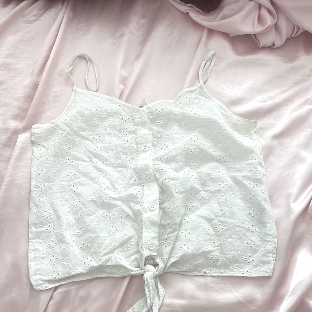 white button up crop top